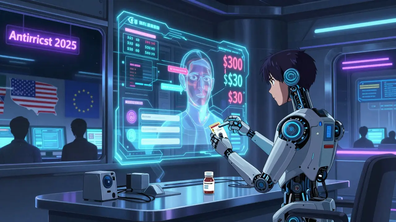 AI system in China detects drug price collusion, patient's face shows price drop from 0 to .